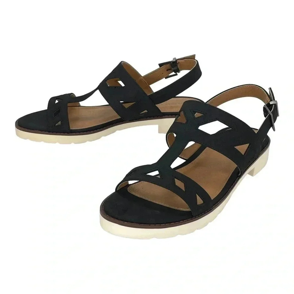 Adrienne Vittadini Seka Black Faux Leather Slingback Womens Sandals Size 9.5M - Picture 8 of 11